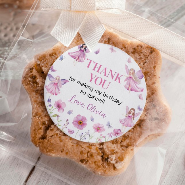 Butterfly Fairy Floral Garden Birthday Runder Aufkleber (Von Creator hochgeladen)
