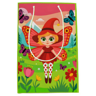 Butterfly Fairy Illustration in Whimsical Forest Mittlere Geschenktüte