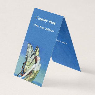 Butterfly Fairy Monarch Wings Golden Dress Blue Visitenkarten