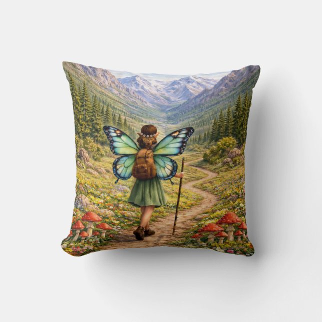 Butterfly Fairy Mountain Hiker | Fairycore Flower Kissen (Vorderseite)