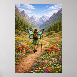 Butterfly Fairy Mountain Hiker | Fairycore Flower Poster