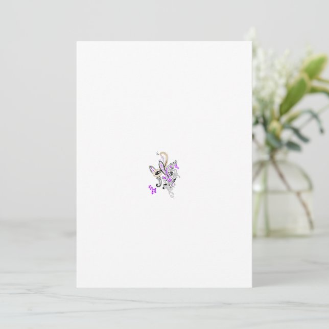 Butterfly Fairy Tattoo Vector - Vintage Blumenart Einladung (Stehend Vorderseite)