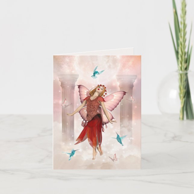 Butterfly Fairy und Hummingbirds Karte (Vorderseite)