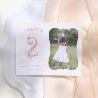 Butterfly Fairytale Floral Foto Geburtstag Postkar Einladungspostkarte