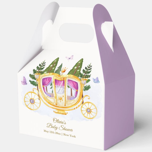 Butterfly Fairytale Princess Carriage Baby Shower Geschenkschachtel (Vorderseite)