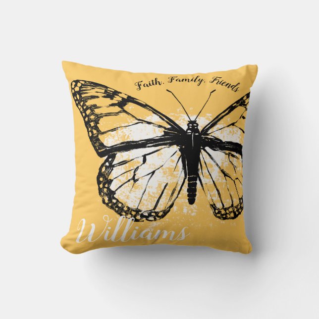 Butterfly Faith Family Friends Inspirational Peach Kissen (Vorderseite)