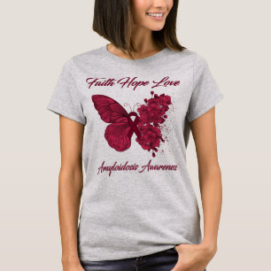 Butterfly Faith Hope Liebe Amyloidose Bewusstsein T-Shirt