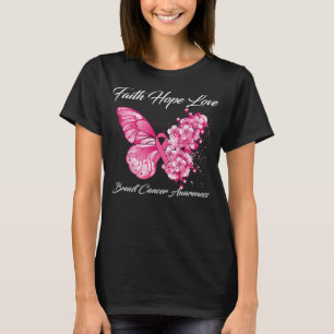 Butterfly Faith Hope Liebe Brustkrebs Bewusstsein T-Shirt