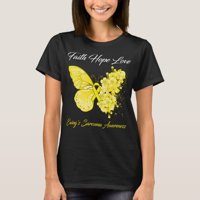 Butterfly Faith Hope Liebe Ewing's Sarcoma Awarene T-Shirt (Vorderseite)
