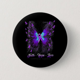 Butterfly Faith Hope Liebe Fibromyalgie Bewusstsei Button