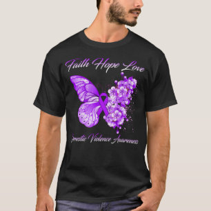 Butterfly Faith Hope Liebe Häusliche Gewalt Awaren T-Shirt