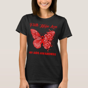 Butterfly Faith Hope Liebe HIV AIDS Bewusstsein T-Shirt
