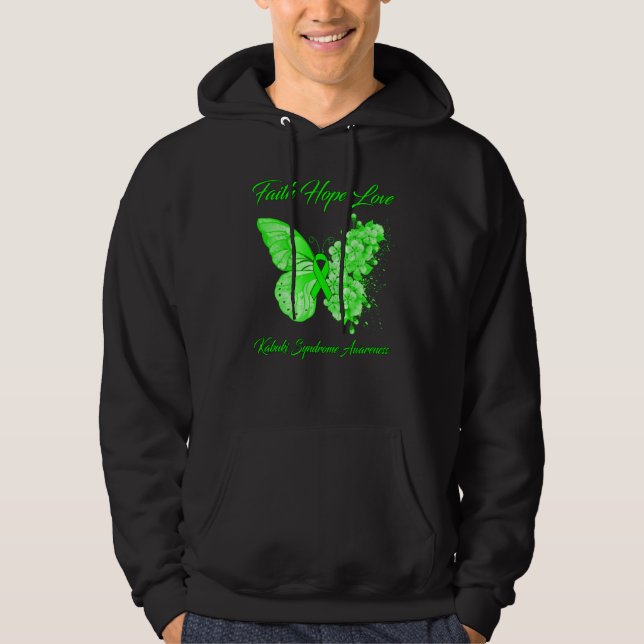 Butterfly Faith Hope Liebe Kabuki Syndrom Awarenes Hoodie (Vorderseite)