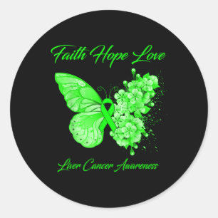 Butterfly Faith Hope Liebe Leberkrebs Bewusstsein Runder Aufkleber