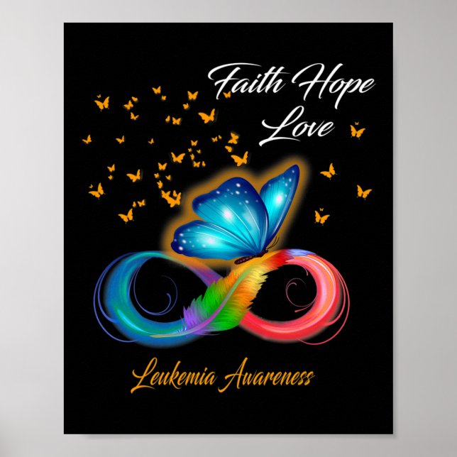 Butterfly Faith Hope Liebe Leukämie Bewusstsein Poster (Vorne)
