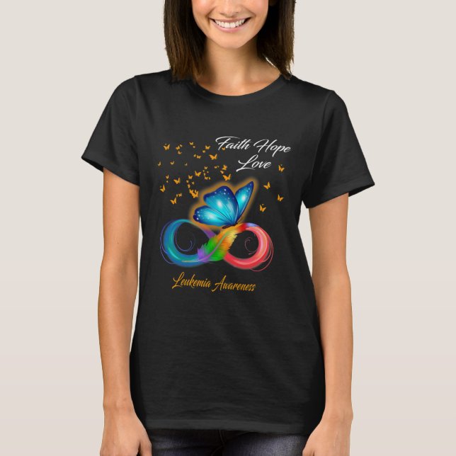 Butterfly Faith Hope Liebe Leukämie Bewusstsein T-Shirt (Vorderseite)