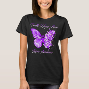 Butterfly Faith Hope Liebe Lupus Bewusstsein T-Shirt