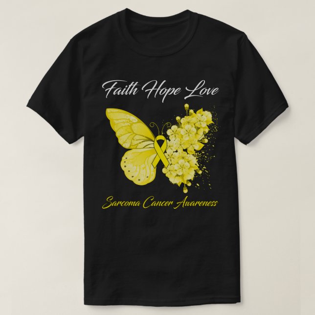 Butterfly Faith Hope Liebe Sarcoma Krebs Bewusstse T-Shirt (Design vorne)