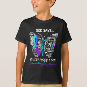 Butterfly Faith Hope Liebe Suicide Prevention Awar T-Shirt