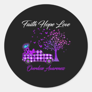 Butterfly Faith Hope Liebe Überdosierung Bewusstse Runder Aufkleber