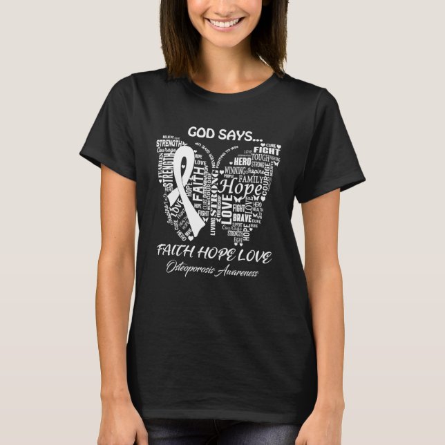 Butterfly Faith Hope Love Osteoporosis Awareness T-Shirt (Vorderseite)
