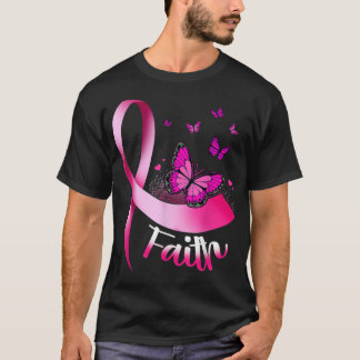 Butterfly Faith Pink Ribbon Krebs Brustwarenen T-Shirt