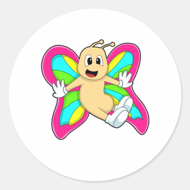 Butterfly farbig runder aufkleber (Vorderseite)