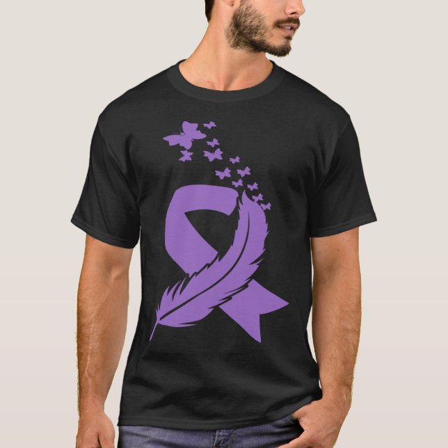 Butterfly Feather Ribbon Alzheimer s & Epilepsy Aw T-Shirt (Vorderseite)