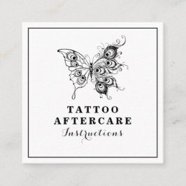 Butterfly & Feathers Tattoo Aftercare Instructions Quadratische Visitenkarte