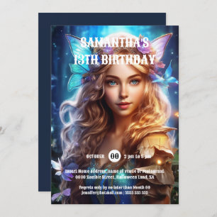 Butterfly-Fee Prinzessin Braun-Haar Mädchen Fantas Einladung