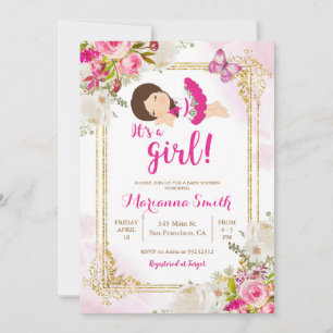 Butterfly Fiesta Mexican Pink Blume Babydusche Einladung