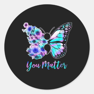 Butterfly Fighter Survivor Suicide Awareness Menta Runder Aufkleber