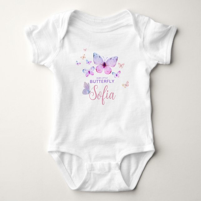 Butterfly First Birthday Girl 1. Rosa T - Shirt (Vorderseite)