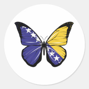 Butterfly-Flagge von Bosnien und Herzegowina Runder Aufkleber