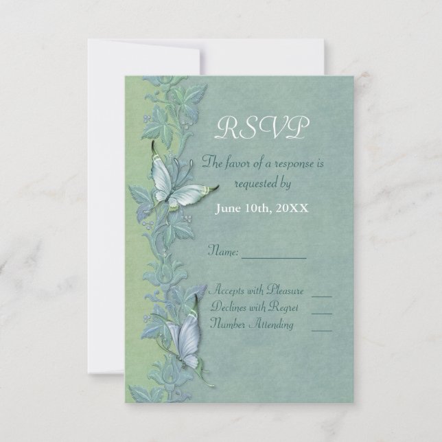 Butterfly Flight Floral Wedding RSVP (Vorderseite)