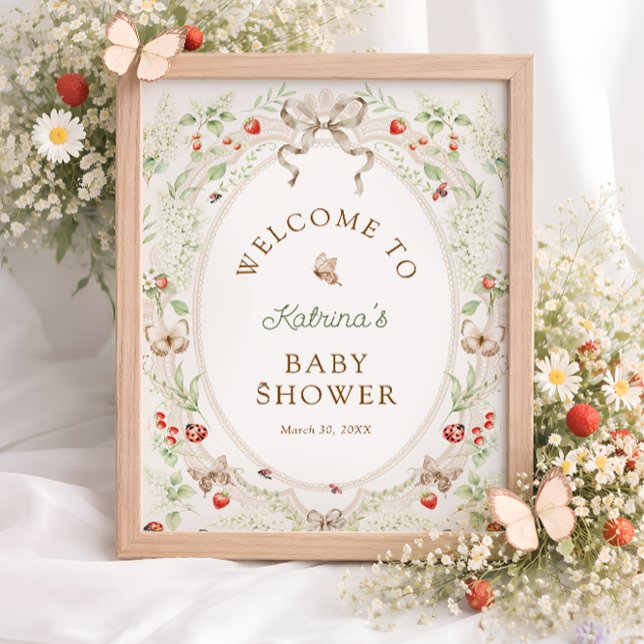 Butterfly Floral Baby Shower Welcome  Poster (Von Creator hochgeladen)
