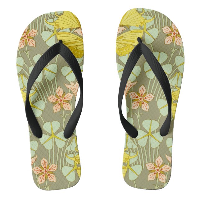 Butterfly Floral botanisch farbig Flip Flops (Fußbett)
