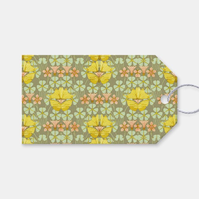 Butterfly Floral botanisch farbig Geschenkanhänger (Vorderseite (Horizontal))