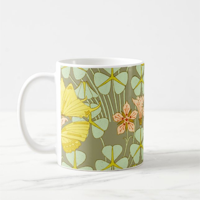 Butterfly Floral botanisch farbig Kaffeetasse (Links)