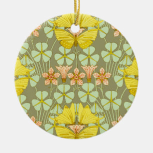 Butterfly Floral botanisch farbig Keramik Ornament