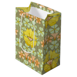 Butterfly Floral botanisch farbig Mittlere Geschenktüte