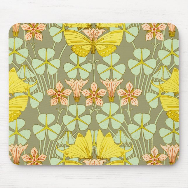 Butterfly Floral botanisch farbig Mousepad (Vorne)