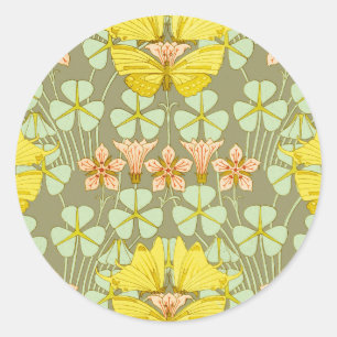 Butterfly Floral botanisch farbig Runder Aufkleber