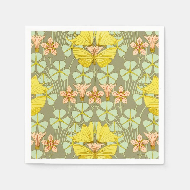 Butterfly Floral botanisch farbig Serviette (Vorderseite)