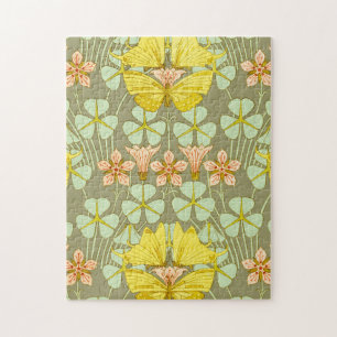 Butterfly Floral Botanischer Jugendstil Puzzle