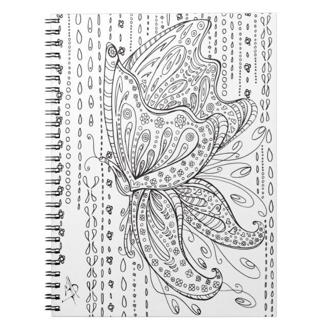 Butterfly Floral Coloring Notebook MADART Notizblock (Vorderseite)