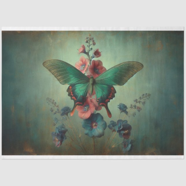 Butterfly Floral Decoupage Seidenpapier (Vorderseite)