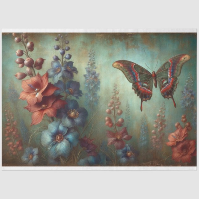 Butterfly Floral Decoupage Seidenpapier (Vorderseite)