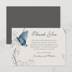 Butterfly Floral Geometric Dusty Beige Wedding Dankeskarte