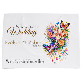 Butterfly Floral Gift Bag -Customization Available Große Geschenktüte